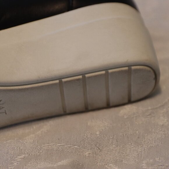 Naturalizer Susan Leather Slip on Wedge Shoe Size 8 Black White - Picture 10 of 12